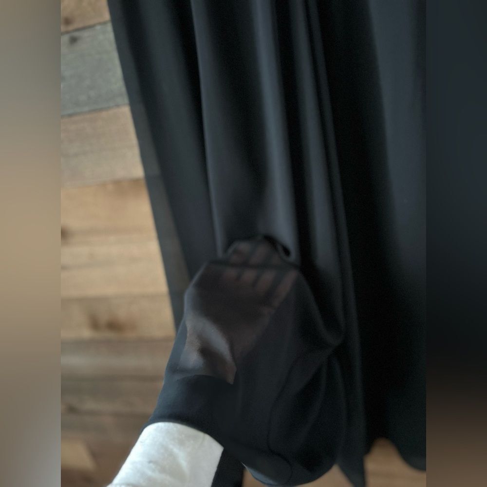 Vintage 90s/Y2K Black Chiffon Wide Leg Pants Minimalist Flowy Dressy - Picture 9 of 12